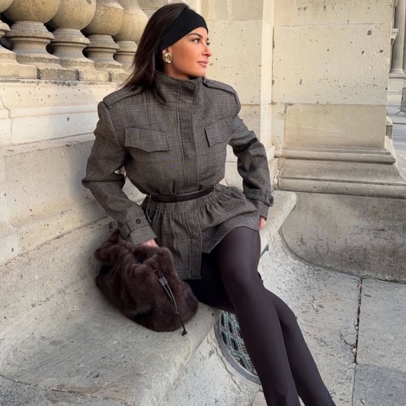 Zara Plaid Wool Blend Jacket ZW Collection - Picture 5 of 16